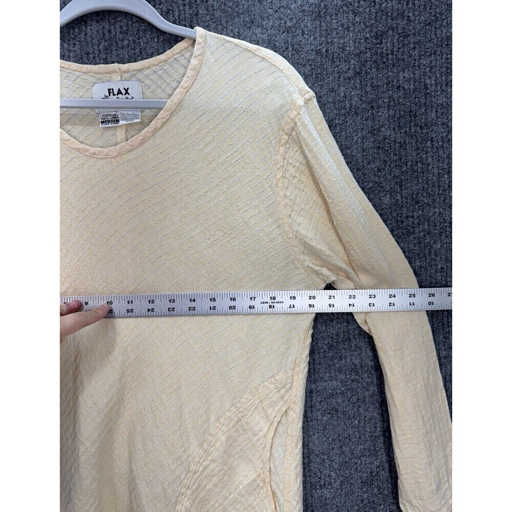 Flax by Jeanne Engelhart Tunic Top Women’s Medium Soft Yellow 100% Linen Pockets - Picture 8 of 9